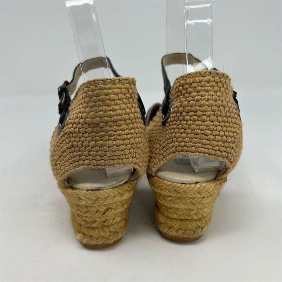 Eric Michael Silver Espadrille Ankle Strap Wedge Sandals Size 37 Summer Casual - Picture 7 of 13